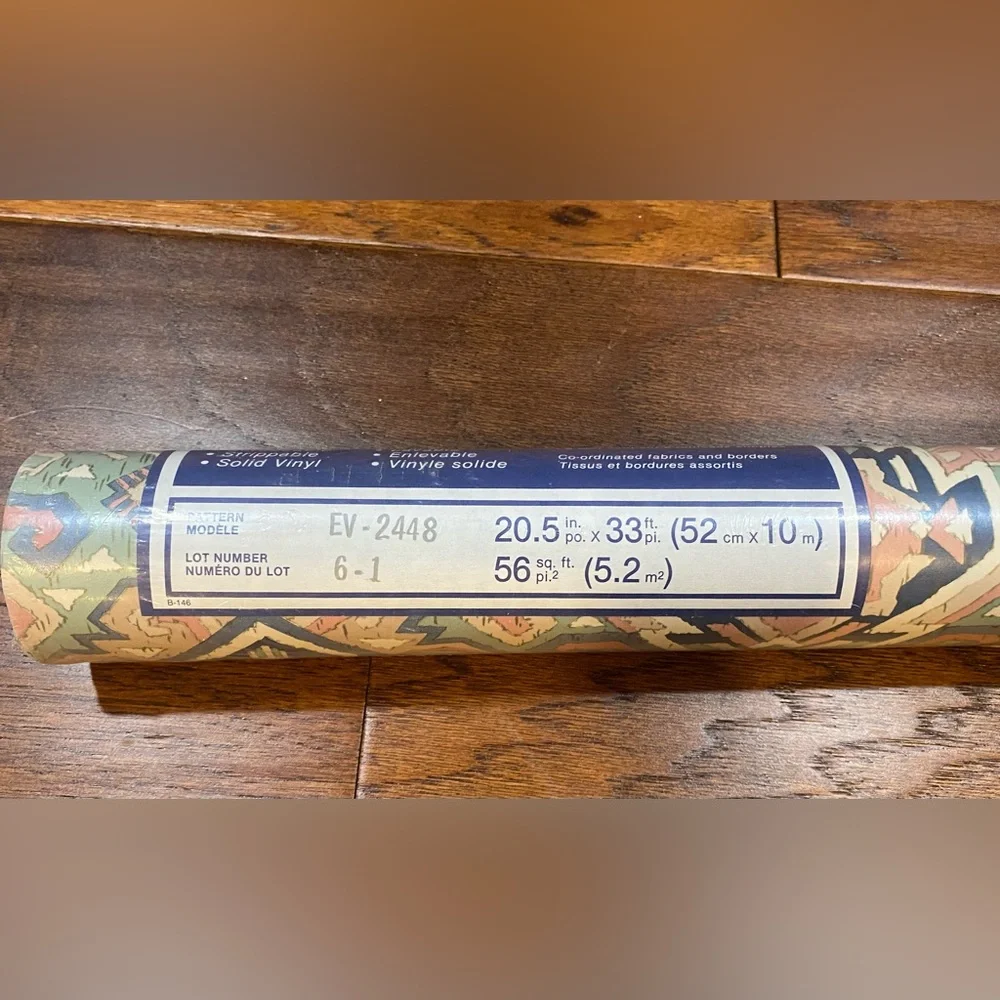 New Vintage Rosedale‎ Wallcoverings Inc., Aztec Geometric Pattern Wallpaper Roll